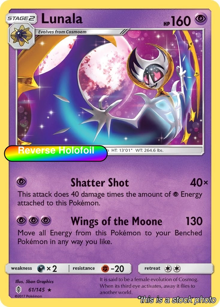 Reverse Holofoil - Lunala - 61/145 - SM - Guardians Rising - NM
