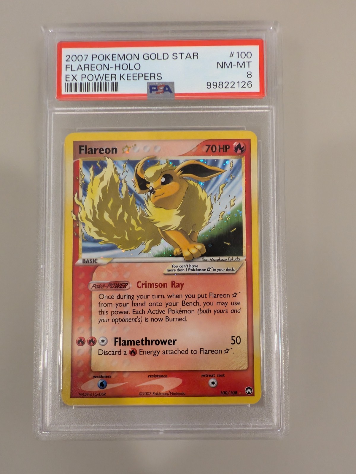 Gold Star Flareon Power Keepers 2007 100/108 Series PSA8 PSA 8