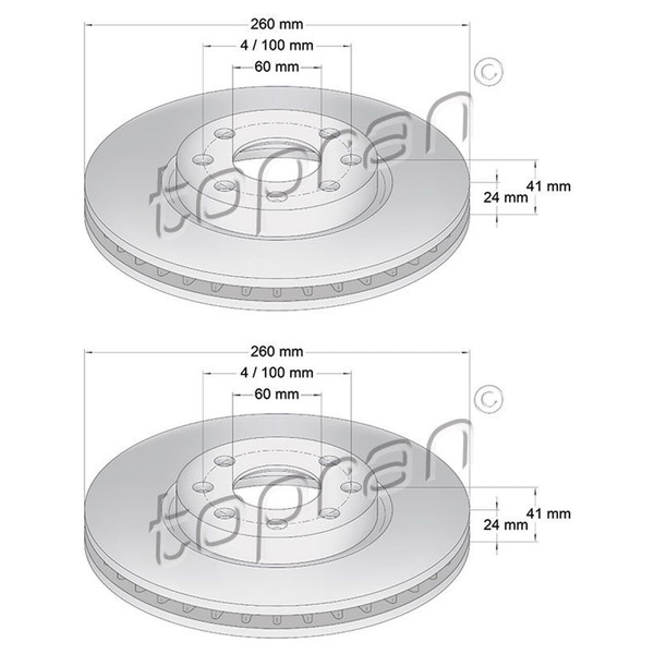 2X Topran Bremsscheiben 260Mm BelÜFtet Vorne Passend FüR Opel Combo Corsa Meriva-image