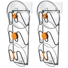 2 Pack Pot Lid Organizer Rack for Cabinet Door, Adhesive Pot Lid Holder Wall ...