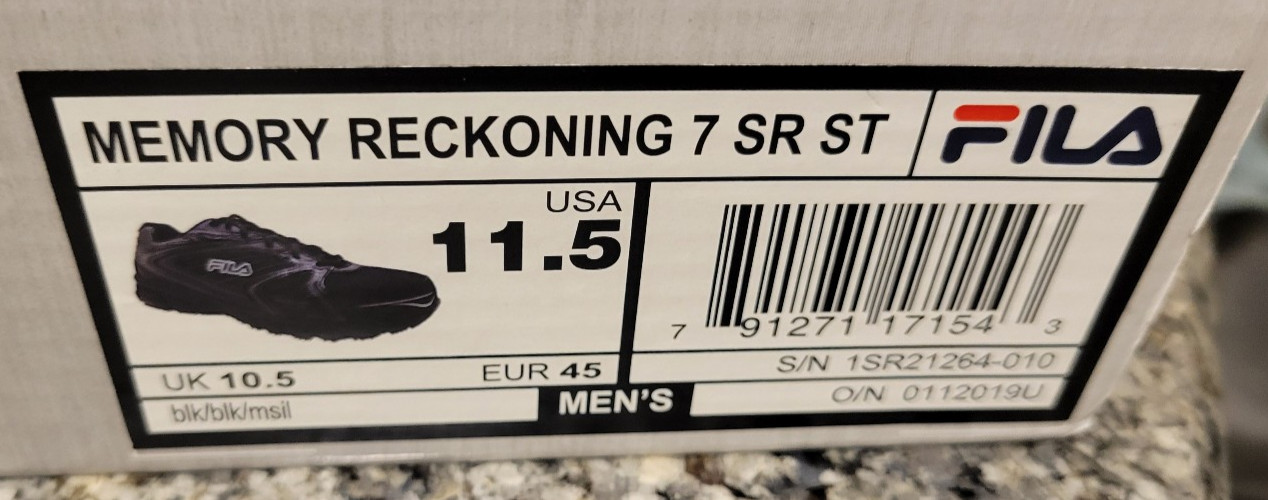 Fila Memory Reckoning 7 Slip Resistant Steel Toe Mens 11.5 Black Athletic Shoes