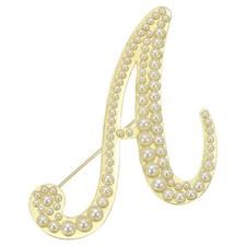 Letter Brooch Pins, Pearl Initial Alphabet A Letter Lapel Badges Pin