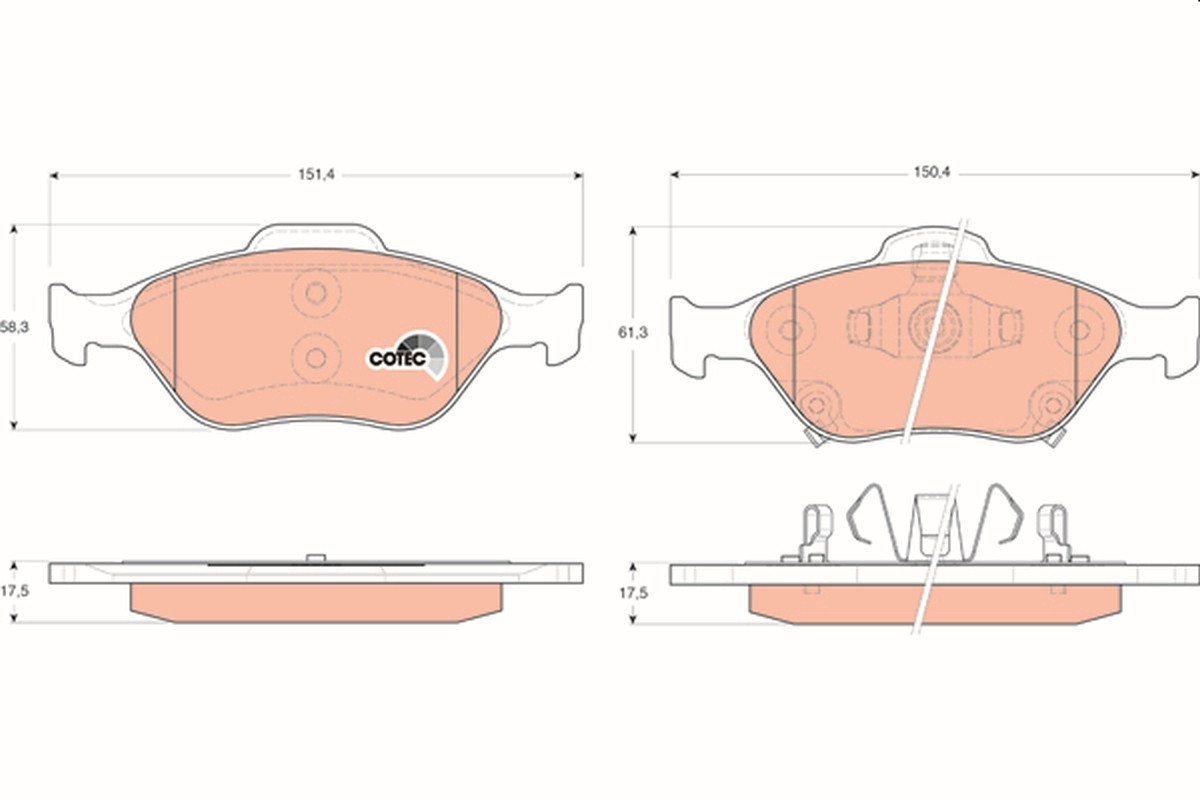 Front TRW-OE GDB3457 Brake Pad Set, disc brake for DAIHATSU,TOYOTA