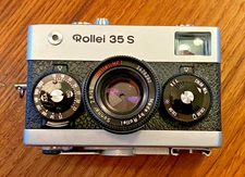 Rollei 35 S with case, modern battery conversion, works - read description