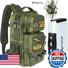 Dovesun Small Fishing Backpack with Tackle Boxes Fishing Sling Bag DIY Embroider