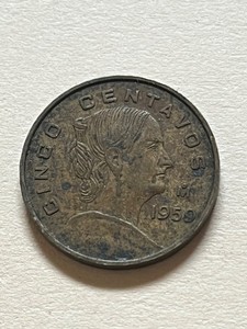 1959 Mexico Cinco Centavos Coin