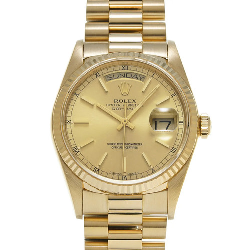 Rolex Day-Date 36 18038 36mm Yellow Gold Champagne Wristwatch ...