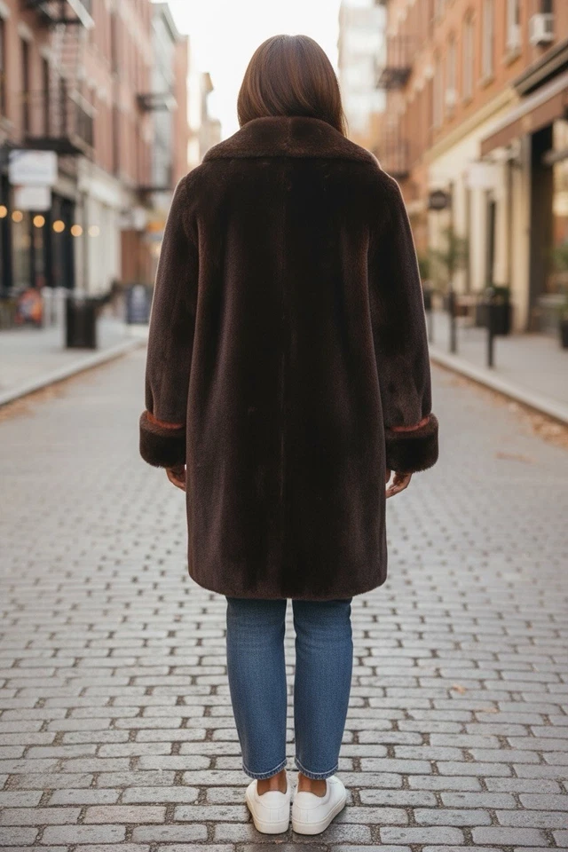 Винтажный 1950-х годов Vogue Сан-Антонио бордовый норковая шуба атласная подкладка монограмма - Изображение 4 из 4