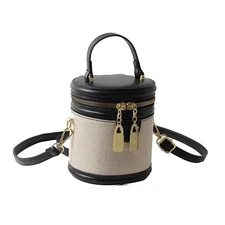 Retro Bucket Bag Crossbody Purse Women Color Contrast Handbag with Zipper