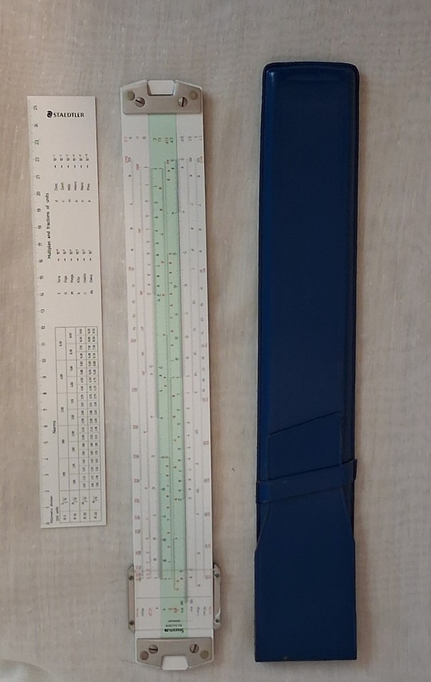 A Staedtler Mars 544 Log-Log Duplex slide rule set made in Germany — top-tier precision instrument used by aerospace engineers, complete and stunning.
