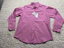Wrangler Wrancher Pink Pearlsnap Long Sleeve Western Shirt Women  s XL NEW