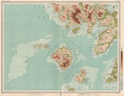 SOUTH SKYE, RUM & EIGG. Canna Sleat The Cuillins Minginish Muck. Große Karte von 1912