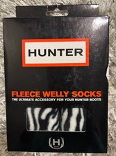 NIB 100 HUNTER FLEECE WELLY SOCKS /BOOT LINER ZEBRA MEDIUM SIZE 5-7 Rare