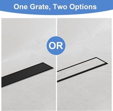 36-Inch Linear Shower Drain with Tile Insert Grate, Matte Black