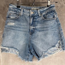 Rewash Womens High Rise Distressed Denim Shorts Light Wash Frayed Hem Size 7 28
