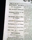 Battle of Bull Run Prelude RICH MOUNTAIN West Virginia 1861 Civil War Newspaper
