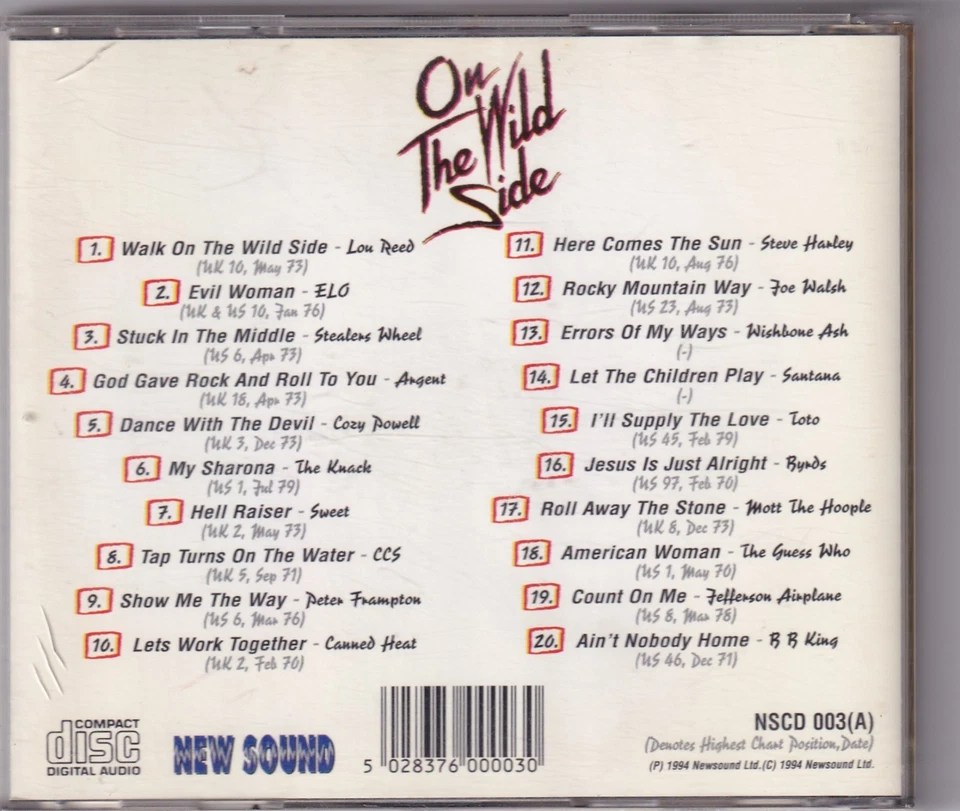 -2098- On The Wild Side - Lou Reed, ELO, Santana  u.a. -CD- near mint - Bild 2 von 2