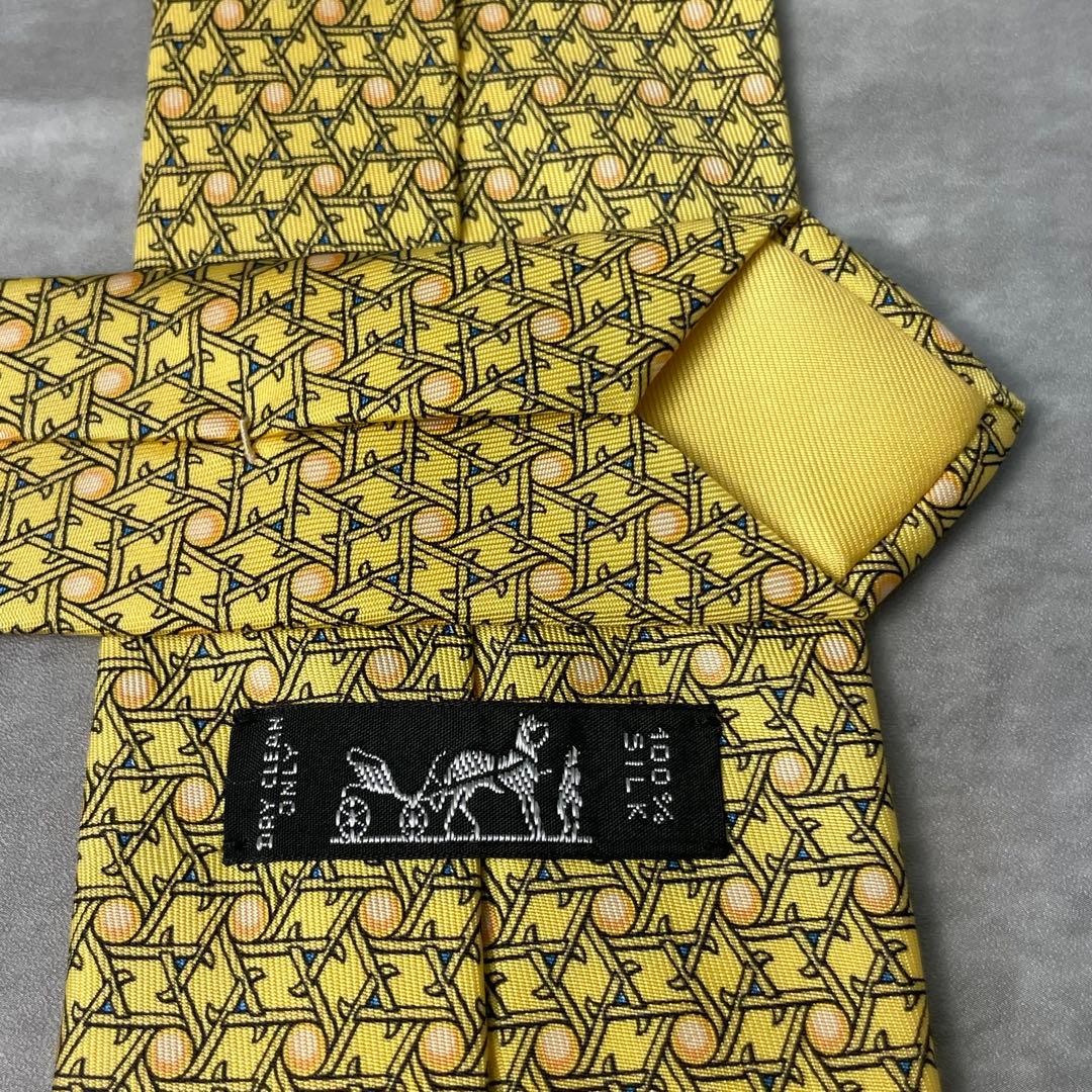 item HERMES dot pattern check pattern tie yellow - image 8