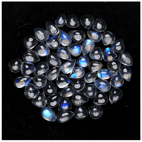Lote de 55 piedras preciosas cabujón pera piedra lunar arco iris natural de Madagascar 3 mm-5 mm - Imagen 6 de 10