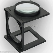 Folding Compact 3x Magnifier 2.5" Shatterproof Lens Fire Starting Craft Survival