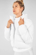 Nwt Fabletics White Wander Puffer Jacket Zipper Closure High Collar Womens S