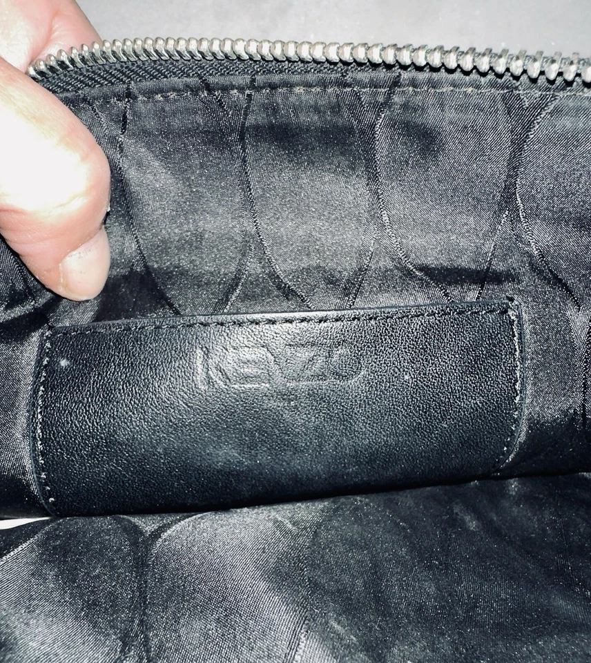 Auténtico bolso sin asas tejido bordado tigre negro espalda cuero KENZO Paris Foto 3 de 3