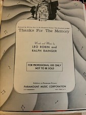 Thanks For The Memory Big Broadcast of 1938 Robin Rainger Prof Use Shirley Ross