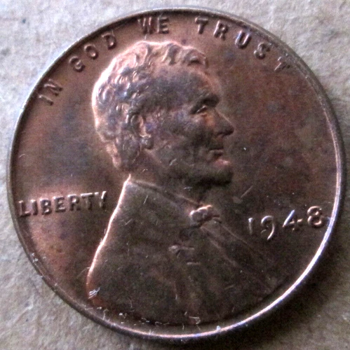 1948-P WHEAT CENT, MS++ CONDITION, RED/BROWN COLOR, CIRCULATED