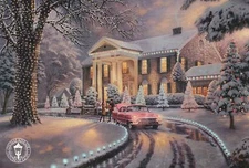 Graceland Christmas - Elvis -- 8 1/4" x 5 1/2" -- Thomas Kinkade Dealer Postcard