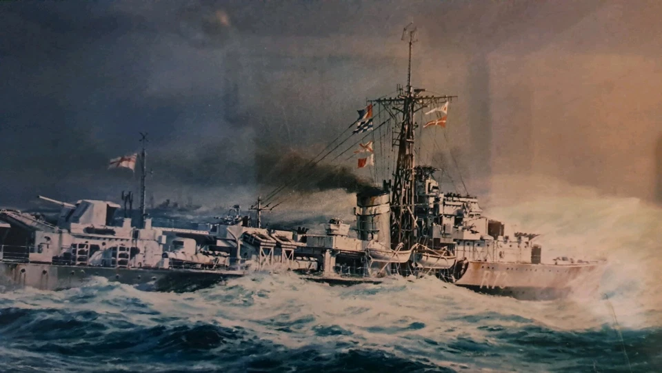 HMS Cavalier Framed Print Signed By Lord Mountbatten & Robert Taylor 11/2000 - Image 2 of 4