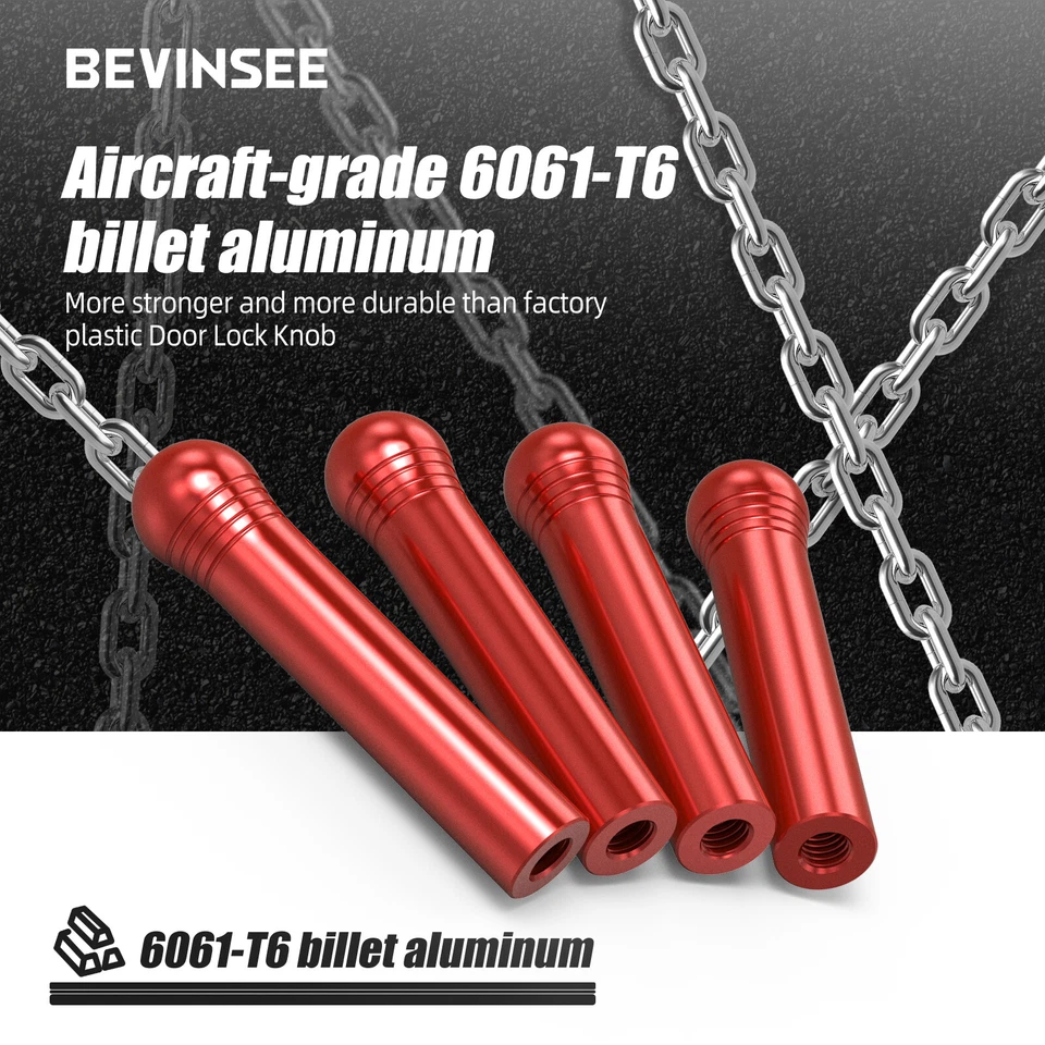 BEVINSEE Door Pins Door Lock Pin Screw Knob Trim For BMW E46 E90 Z4 E87 E88 E84 - Image 2 of 4