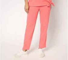 Denim Co Active Textred Cotton Strght Leg Ankle Pant-Coral-Petite Medium-A685404