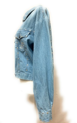 Vintage Vivaldi Jean Jacket Size Medium Metallic Embellished Made In USA - Picture 8 of 18