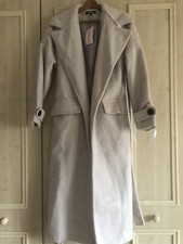 Missguided Longhair Long Belted Cream Coat Size 6 Bnwt Rrp£75. Out Of Stock