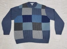 Vintage Geoffrey Beene Classic Sweater Men's Size XL PATCHWORK GRANDPA Squares