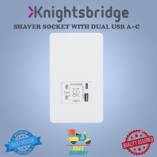 Knightsbridge Shaver socket with dual USB A+C (5V DC 2.4A shared) SF8909MW