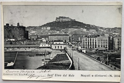 Postcard Sant Elmo dal Molo view Naples landscape panorama T1