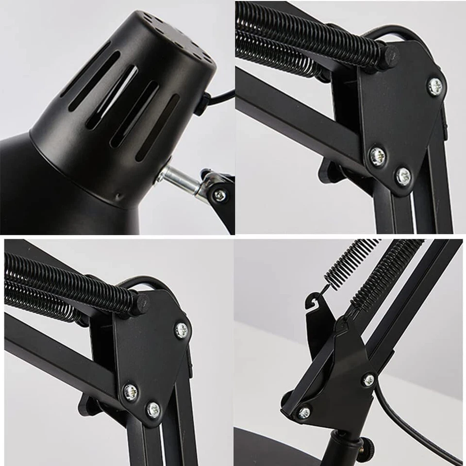 Lampada da Tavolo Attacco E27 Braccio Snodabile Girevole Con Morsetto Regolabile - Immagine 3 di 4