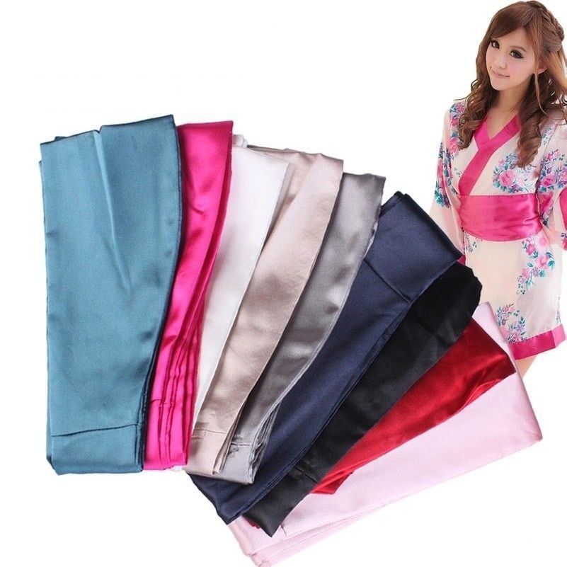 Women Satin Silk Obi Belt Japanese Kimono Yukata Wide Band  display picture 2