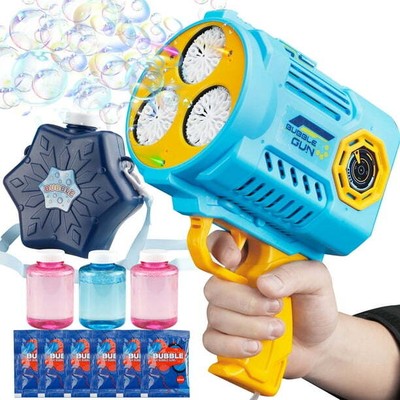 Upgraded Bubble Gun Bubble Makers with LED Lights and solution supply bag