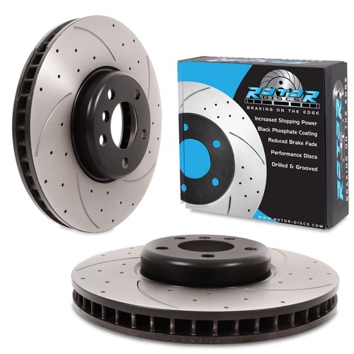 FRONT DRILLED GROOVED 348mm BRAKE DISCS FOR BMW 5 6 7 SERIES F10 F11