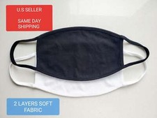 5.50 Solid Black / White Color Soft Fabric Masks Free Fast Shipping