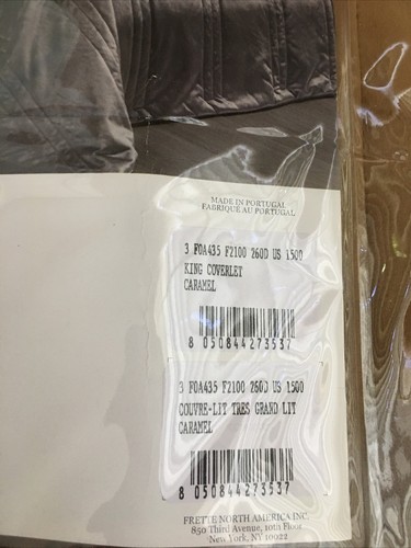 FRETTE AT HOME 2pc REALMONTE CARMEL VELVET KING COVERLET QUILT NIP $2300 - Picture 4 of 12