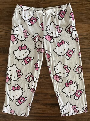 Hello Kitty By Sanrio Women Sleepwear XL (16/18) Gray Pajama Pants Graphic Print