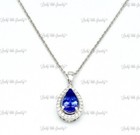 14k White Gold Natural Diamond & Tanzanite Earring pendant ring set Halo Pear  — photo 7