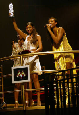 Misteeq present an award on stage at MOBO awards at London Arena o- Old Photo 5