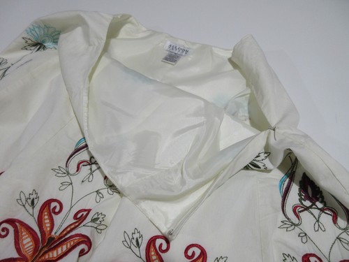 Sz 10 Waist 27" Allison Taylor ALL OVER EMBROIDERED Boho Skirt White Flared - Picture 9 of 14