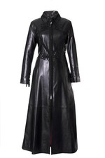 Women's Leather Black Long Victorian Gothic Steampunk Frogging Corset Coat