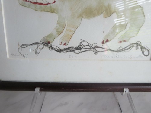 Seltenes Monotyp Kunstwerk Hund Künstler Marcia Sandmeyer Wilson (1937-2018) signiert - Bild 7 von 11