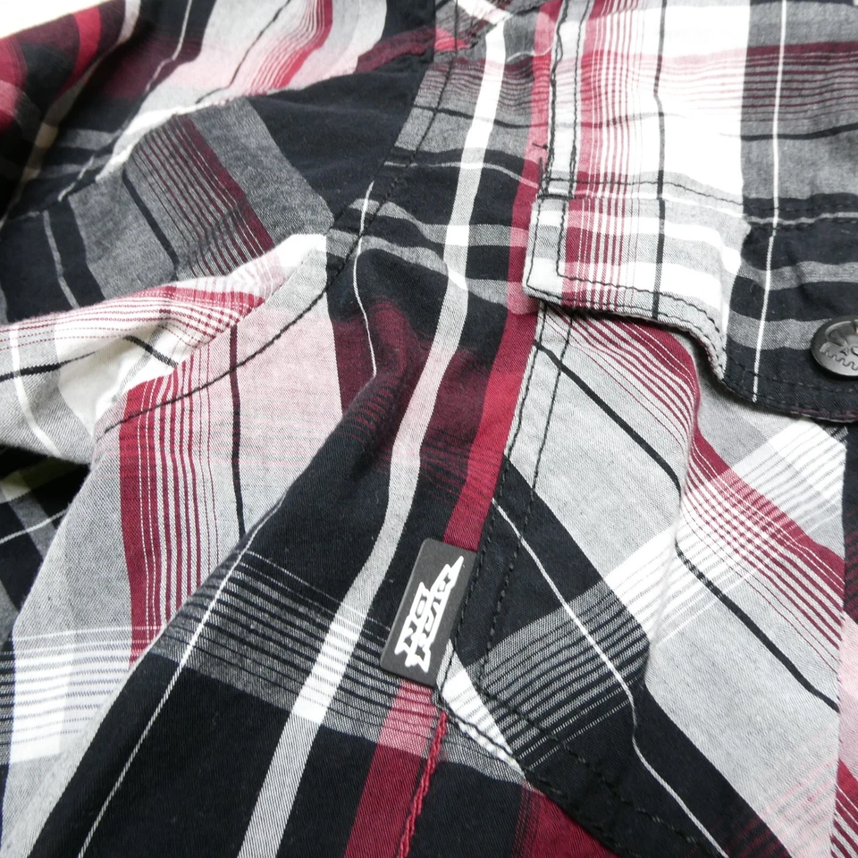 Camisa No Fear Talla Grande Roja Negra A Cuadros Abotonada Logo Bordado Y2K De Colección Foto 3 de 4
